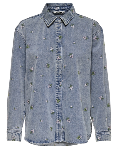 Only - ONLVera Flower Skjorte - Light Blue Denim